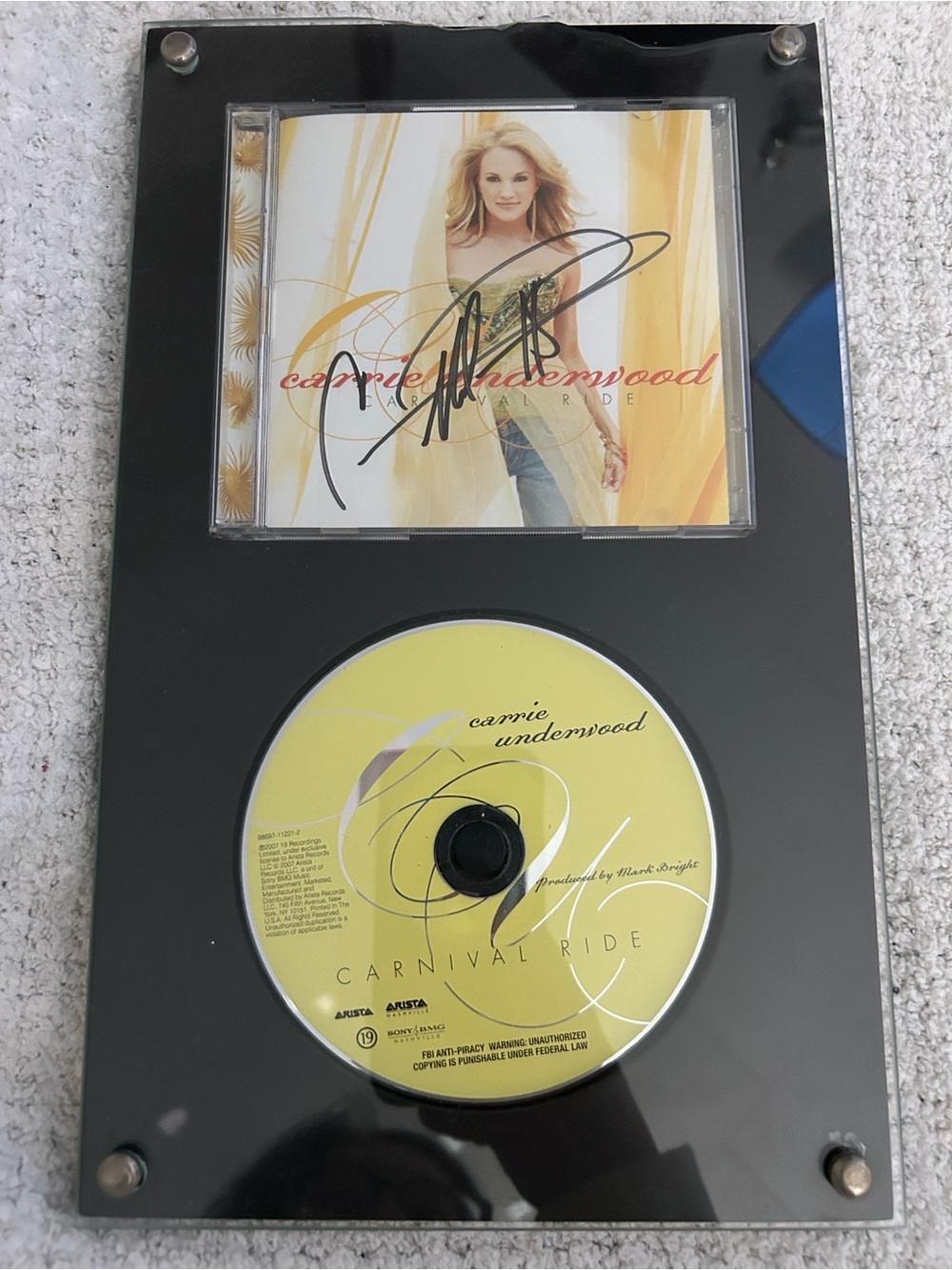 framed autographed 2007 album Carnival Ride Carrie Underwood CD